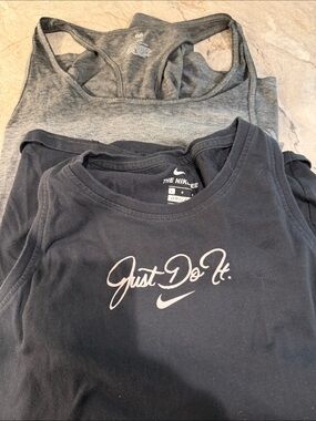 Nike Black and Gray Set of Two Tank Tops 'Just Do It.' Script